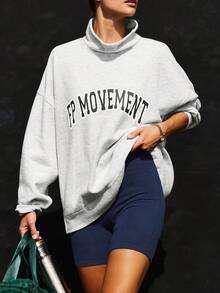 INS Style Women Printed Crew Neck Sweatshirt Set, Long Sleeve + Sports Shorts, Casual Sporty Outfit For Autumn, Loose Fit Two Pieces Suitable For Walking & Workout