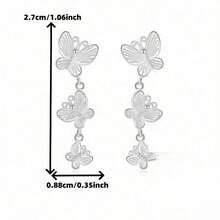 Three Butterfly Earrings, Elegant, Exquisite, Cute And Unique Design Style, Suitable For Daily Wear In Various Occasions