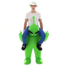 ET Alien Inflatable Costume, Anime Cosplay Mascot Outfit For Party, Black Monkey King Costume For Halloween - Green - View 3