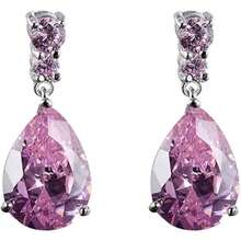Charming Drop Earrings For Women Dazzling Pink Cubic Zirconia Elegant Female Exquisite Lady Fancy Jewelry Garment Accessories - 粉色 - 查看 4