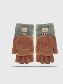 Luvas de Tricô para Escrita para Mulheres, Luvas Sem Dedos para Tela de Toque, Luvas Grossas e Quentes de Inverno para Estudantes, Ciclismo, Outono/Inverno