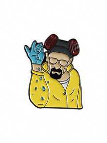 4pcs European & American Accessories, Breaking Bad TV Series Cartoon Character Gas Mask Shaped Enamel Alloy Brooch