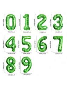40 Inch Green Number Balloon Pixel Wind Aluminum Film Balloon Festival Party Decoration 0-9 Children's Adult Birthday Helium Balloon