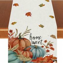 1 /108 piezas Camino de mesa de Acción de Gracias con hojas de arce y calabazas - Poliéster decoración estacional para el hogar, cocina y comedor, múltiples tamaños, resistente y duradero centro de mesa con tema de otoño para anfitriones de vacaciones y amantes del otoño - Otoño-F - Ver 8