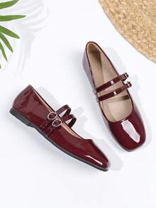 女式复古玛丽珍平底鞋，双带设计，适合所有季节