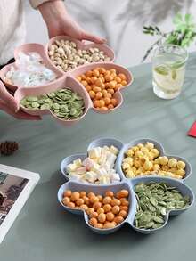1pc Heart-Shaped Party Snack Tray, Can Be Used As Appetizer Plate, Snack Bowl, Multi-Layer Snack Bowl Tray, Can Hold Nuts, Candies, Fruits, Reusable, With 4 Compartments Plastic Snack Tray, Suitable For Home, Restaurant, Kitchen, Christmas Gift