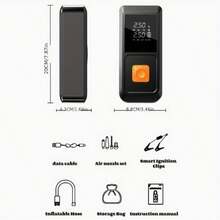 Car Accessory! 9-In-1 Jump Starter | 6000mAh Capacity + 150PSI Air Pump | USB Fast Charging + LED Lighting + Large Screen Display | Portable And Practical, An Daily Essential | Great Halloween Gift - Black - View 2