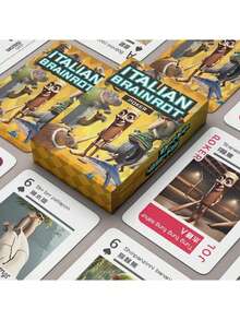 54 张 Brainrot 异国怪人趣味风格扑克牌，配有 Tung Tung Sahur、Tralalero Tralala 和 Schimpansinni Bananini 扑克 - 古怪的插图，耐用纸板，适合家庭游戏、同学聚会和派对娱乐，家庭纸牌游戏，俏皮的卡片设计，坚固的卡片材料，团体活动，幽默的插图，持久的材料，社交聚会