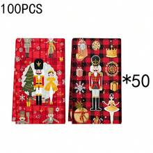 1 buc/2 buc/100 buc prosoape de bucătărie și lavete cu model imprimat cu tematică de Crăciun, potrivite pentru decorarea interioară în restaurante, bucătării, băi, decorarea petrecerilor, cadouri de sărbători și pot fi oferite cadou de Crăciun.