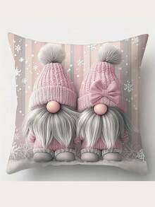 1/2/4 件粉色温暖舒适圣诞枕套，17.7 英寸 X 17.7 英寸，美观实用的拉链装饰套，适用于家庭沙发和卧室 - 彩色 - 查看 17