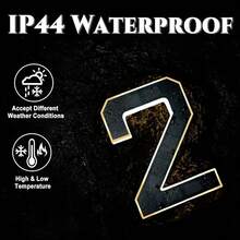 ISUNMEA - Números de casa modernos con luz de 23 para exteriores, luces LED impermeables, números de dirección para casas personalizados para exteriores, 4, negro, 23 - 3- Negro - Ver 4