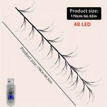 1pc 1.8m/5.9ft 96LED Vine Home Decor Light, USB Powered Indoor Wall Artificial Plant Decor Light, Indoor Room Decor Artificial Plant Branch Light, Suitable For Nursery Wall Bedroom Living Room Decor, Gift