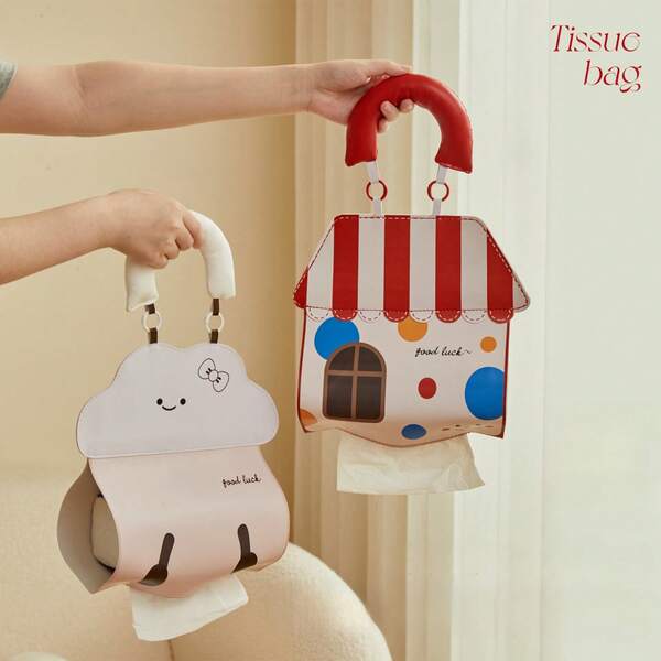 Caixa de lenços de papel de parede com desenho animado, suporte à prova d'água para papel higiênico/lenços faciais de parede para banheiro