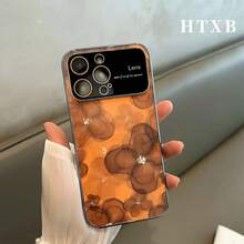 Funda para teléfono con diseño de flores y líneas naranjas electrochapadas | Protector de pantalla AG Frosted Large View Window 2 en 1 para phone 17, 17 Pro, 17 Pro, 16 Pro, 16 Pro, 16 Plus, 16, 15 Pro, 15 Pro, 15 Plus, 15, 14 Pro, 14 Pro, 14 Plus, 14, 13 Pro, 13 Pro, 13, 12 Pro, 12 Pro y 12 Series. Diseño elegante, calidad premium, material duradero y protector. Funda, Entusiastas de la tecnología, Propietarios de smartphones - Negro - Ver 7