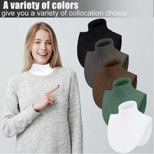 1pc Women's Detachable Dickey Collar Half Turtleneck Faux Shirt Warmer - Knitted Turtleneck - View 10