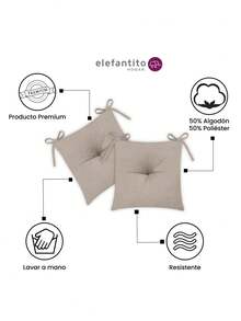 Home Elephant Juego de 4 Cojines Para Silla Varios Colores Con Cintas Para Sujetarse, Cómodos y Fáciles de Utilizar - Gris - Ver 2