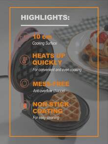 SCISHARE 1 件迷你华夫饼机，10 厘米华夫饼模具，水基不粘烹饪表面 - 易于清洁，350W 快速加热，紧凑设计，可存放在抽屉中，欧盟插头带 70 厘米电源线 - 非常适合儿童和家庭在旅行和小厨房中制作早餐，只需添加面糊（粉色心形）