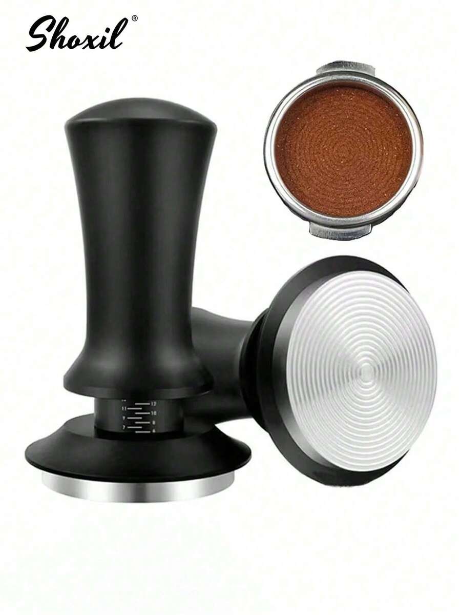 shoxil 51mm/53mm/58mm Coffee Tamper, Premium Barista Tamping Tool. With Calibrated Spring, Stainless Steel Design, Adjustable Depth Coffee Distribution, Self-Leveling Tamper Tool. 51mm/53mm/58mm 2-In-1 Tamper And Distributer Back To School