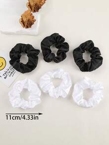12pcs/1pc Women Satin-Like Solid Color Elegant Hair Scrunchies 11cm/4.33in, Fashion Versatile High-End Graceful Simple Minimalist Solid Color Hair Ties, Suitable For Daily Outing, Casual, Party, Commute, Vacation, Ponytail, Bun, Face Washing, Makeup, Gift, Outfit Accessory, Scrunchy Hair Ties, Hair Accessories