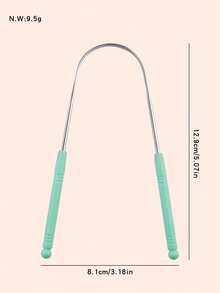 1pc 420 Stainless Steel Tongue Scraper, U-Shaped Deep Cleaning Tongue Cleaner, Halitosis Removal, Oral Care, Wide Angle Scraper, Convenient Design - Green - View 4