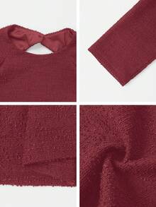 Vestido de coquetel feminino elegante, sem mangas, com decote redondo e cintura marcada, ideal para encontros, festas e formaturas. - Borgonha - Ver 9