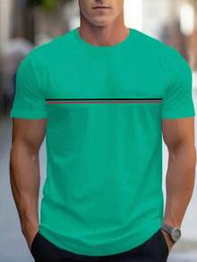 Men's Crew Neck Summer T-Shirt Regular Fit None - Màu xanh ngọc - Xem 1