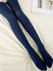 1 đôi quần tất nữ màu xanh hải quân, legging co giãn định hình, thoải mái và ấm áp cho mùa xuân và mùa thu. - Màu xanh hải quân - Xem 5