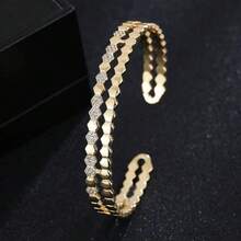 1pc Fashionable Versatile Cubic Zirconia Inlaid Open Bangle Bracelet, European And American Style