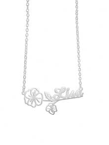 Personalized Birth Flower Name Necklace/Custom Jewelry/Birthday Gift/Horizontal Birth Flower Name Necklace/Christmas Gift/Bridesmaid Gift/Custom Name Necklace/Birthday Flower Jewelry/Flower Name Necklace/Handmade Birthday Gift/Gift For Her, Floral Design Personalized Name Necklace - December Flower Gift, Mother's Day, Father's Day, Easter Everyday & Party Jewelry, Unisex, Mother's Day Necklace, Elegant Luxury Accessory For Any Occasion, Halloween Gift, Valentine's Day Gift, Wedding Gift