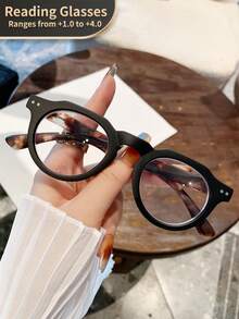 1 件弹簧铰链猫眼复古老花镜，透明镜片电脑阅读器，放大倍数 +1.0 至 +4.0，男女皆宜 - 透明 - 查看 20