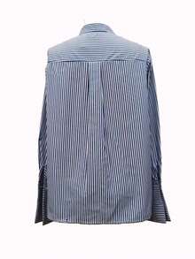 Women's Fashionable Commuter Loose Striped Long Sleeve Shirt Spring - Blue - View 6