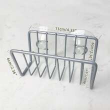 Estante de soporte de esponja de hierro sin taladro, estante de drenaje sobre el fregadero, organizador de cocina montado en la pared para fregador de platos y dispensador de jabón - Negro - Ver 4