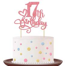 1Pc Glitter Pink 1st-18th Birthday Cake Topper Happy 1-18 Years Old Birthday Cake Supplies 1st-18th Birthday Party Decorations - Pink Glitter