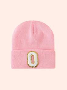 1pc Pink Children's Hat With 26 Letters, Knitted Beanie For Baby Boys And Girls, Warm For Outdoor And Daily Wear - Gold Label-pink Fluorescent Cap - View 92
