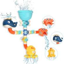 ROYLANZ ROYLANZ Badespielzeug für Kinder in Ozean-Tieren-Form, Wandbadewannenspielzeug-Rutsche für Kleinkind Duschrutsche, Wasserrad, Wasserspielzeug, Geschenke für Jungen und Mädchen