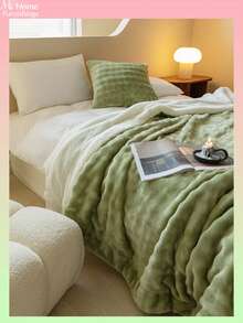 1 pieza Manta reversible suave y esponjosa de felpa de burbujas y sherpa, disponible en varios colores, decoración del hogar minimalista y de moda, adecuada para dormitorio, dormitorio de niños/niñas, siesta en el sofá, siesta en la oficina, regalo perfecto para el Día de San Valentín, lavable a máquina