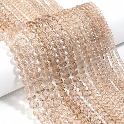 1pc 3/4/6/8/10mm Transparent Champagne Faceted Glass Crystal Beads, Shiny Spacer Beads, Fashion Casual Versatile Austrian Style Handmade DIY Beading For Earrings/Bracelets/Anklets/Necklaces Jewelry Making/Christmas Tree Decoration/Holiday Decoration/Wedding Decoration/Window Decoration/Bag & Clothing Accessories