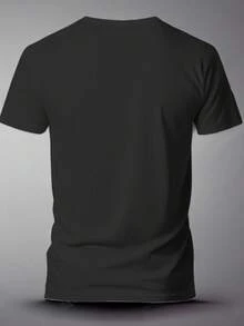 Men's Crew Neck Summer T-Shirt Regular Fit None - 黑色 - 查看 2