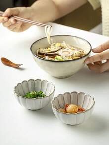 1 set Juego de tazón y plato de cerámica con acabado de esmalte craquelado vintage, tazones para postre, tazones para arroz, platos para salsa, platos para aperitivos, juego de vajilla