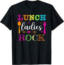 Lunch Ladies Rock! Funny Cafeteria Squad School Lunch Lady T-Shirt - 黑色 - 查看 1