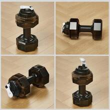 1个550/1500/2200毫升黑色注水/注沙可调节重量哑铃健身水壶，多功能便携式手臂训练工具，塑料哑铃家用健身房双用途手臂肌肉训练健身器材。