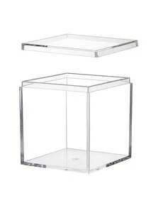12/6 Piece Clear Square Storage Boxes With Ribbon Lids - Great For Birthday And Wedding Decorations, Mini Jewelry Displays, Clear Plastic Boxes For Organizing - Transparent - View 8