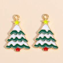 10 Pieces Of Mixed Cartoon Oil-Dripping Christmas Tree Pendants, DIY Jewelry Making And Decorative Pendants, Suitable For Making Earrings, Necklaces, Christmas Party Jewelry Gifts