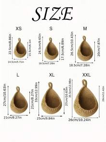 1pc Hand Woven Wall Basket, Natural Linen Storage Basket, Bohemian Style, Creative Wall Storage Bag, Teardrop Shape, Garden Plant Pot Container, Store Fruits, Vegetables, Garlic And Onion, Flowers, Kitchen Decoration, Garden Decoration, Suitable For Home Living Room And Kitchen Decoration With Natural Touch, Craft Basket, Wedding Gift Decoration Basket. - Brown - View 5