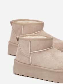 Winter Fashion Versatile Casual Snow Boots On Platform - Beige - View 6