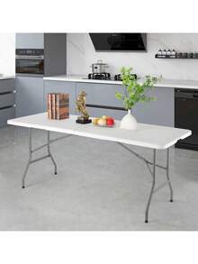 6英尺塑料折叠桌，室内外便携式餐桌 - 彩色 - 查看 3