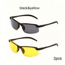1/2/4pcs Semi-Rimless Glasses - Women/Men Driving Glasses Yellow/Green Driving Glasses Accessories - Multicolor - View 3