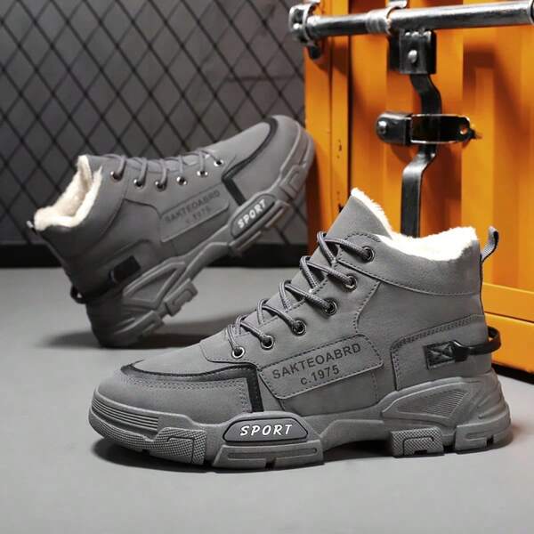 Neue Herren Warm Thermisch Gefütterte High-Top Winter Schuhe, Lässig Schneestiefel, Rutschfeste Stiefel