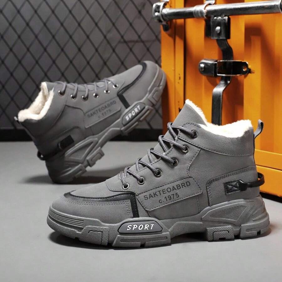 New Men's Warm High-Top Winter Shoes, Casual Snow Boots, Anti-Slip & Durable Boots