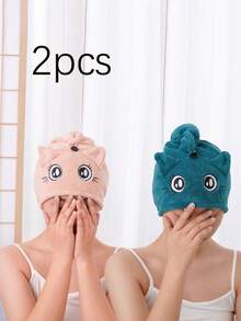 1/2/3 Stück bestickter Korallenfleece saugfähiger und schnell trocknender Badekappe, Gesichtsmaske Haarband, weiche saugfähige Duschhaube, Cartoon Badekappe, Einheitsgröße Duschhandtücher für Schönheitssalon, Hotel, Sport, Zuhause Essentials, Handtuch, Haut- und Haarpflege Handtuch Wrap